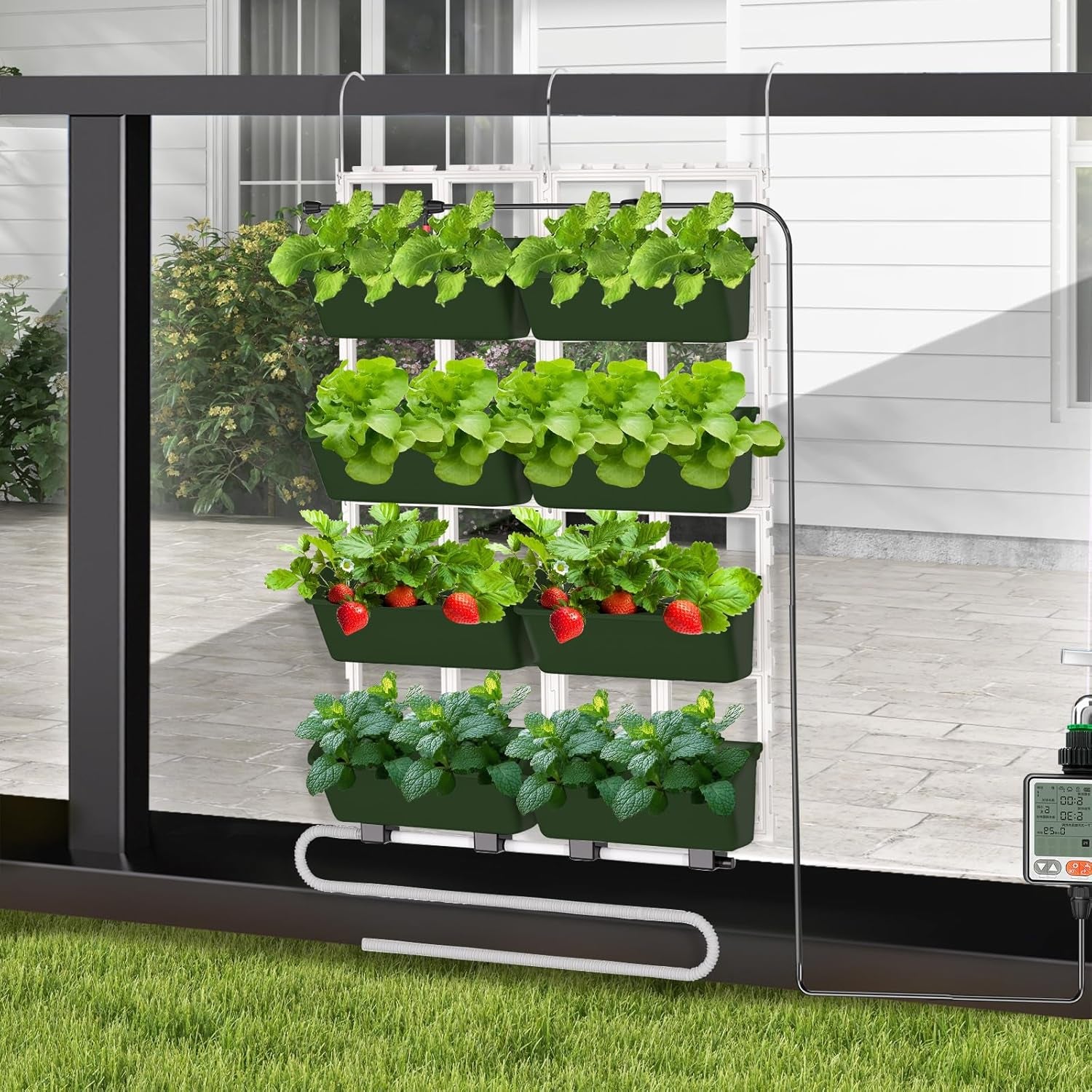 Hängende Vertikale Wand Pflanze, Vertikale Pflanzenwand Balkonbar Pflanzenwand Indoor con Smart-Timer und Wasserpumpe Blumentopf Wand para Hof Garten Balkon Decoración del hogar