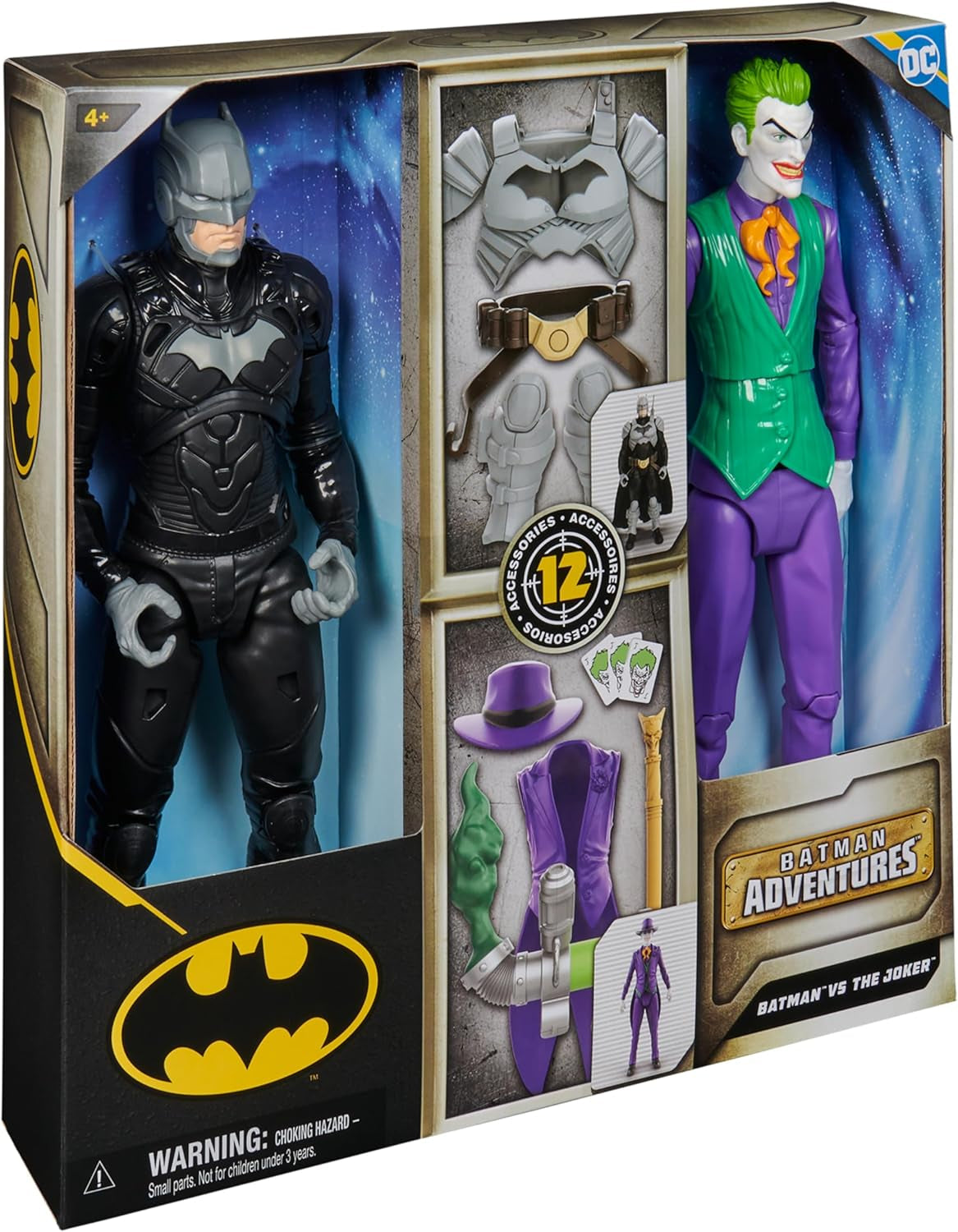 DC Batman Adventures Batman Vs the Joker Action Figure Set, 30 cm - 2 figuri complet mobile cu 12 elemente de echipament pentru jocuri de rol captivante, jucărie pentru copii cu vârsta de peste 4 ani Action figures Naty Shop