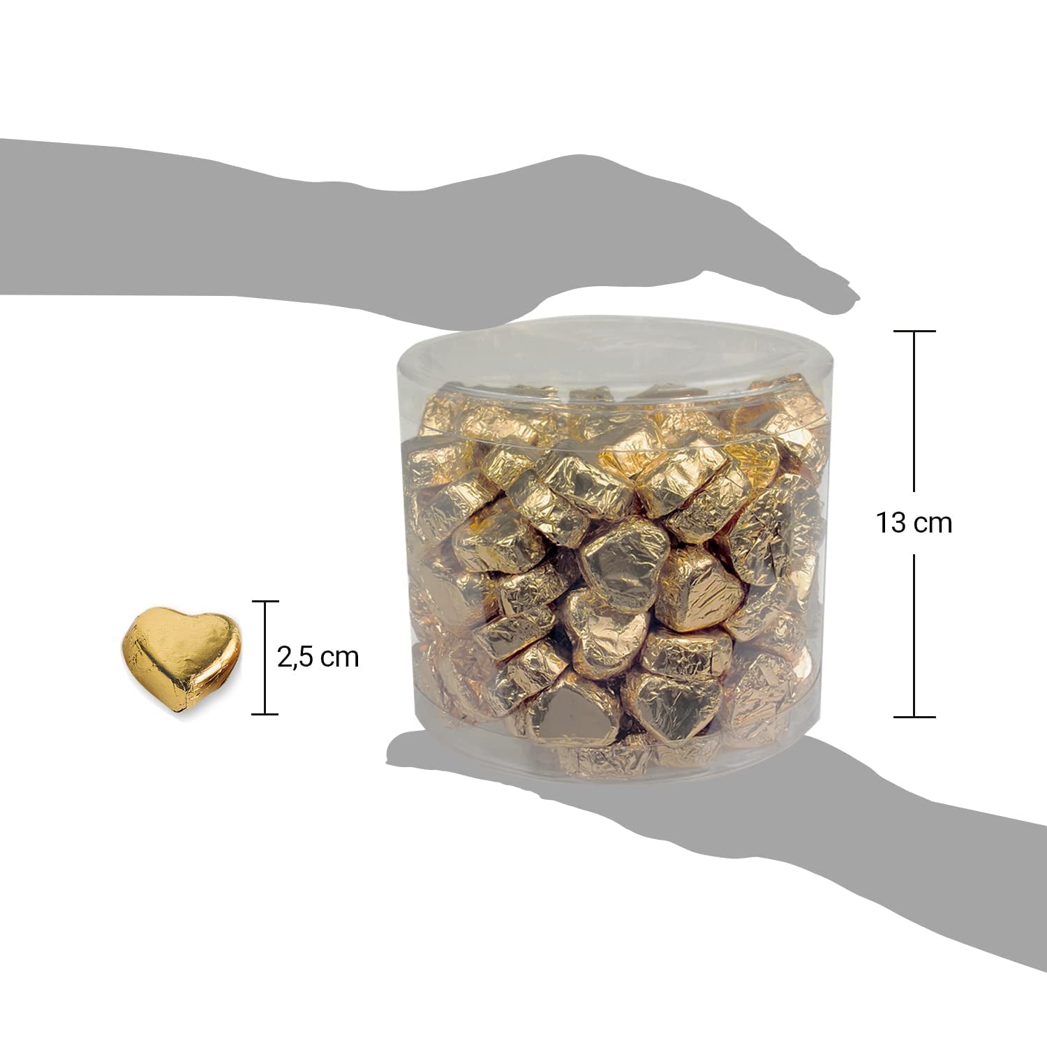 Günthart 150 Piezas Corazones de Chocolate Dorado con Relleno de Turrón, Reno | Rodolfo el Rojo - Crema de Turrón | Corazones de chocolate dorado | Concurso | Corazones de chocolate dorado | Navidad (1,2 kg)