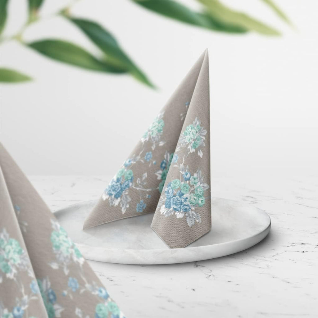 PAW - Șervețele 3 straturi (33 X 33 Cm) I 20 bucăți I Perfect pentru zile de naștere, petreceri, nunți, comuniuni și sărbători I Șervețele de hârtie colorate - flori elegante I Culoare: Peaceful Garden