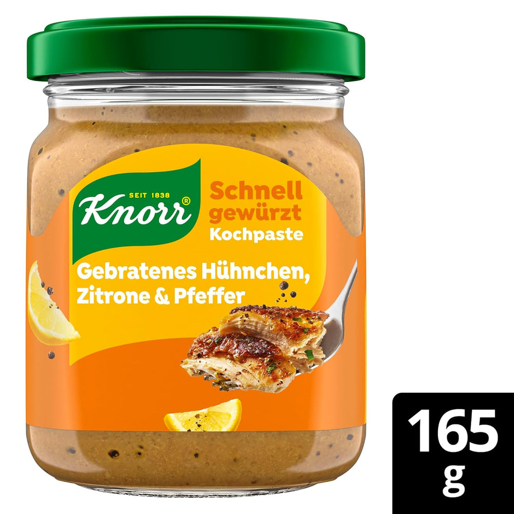 Knorr Schnell gewürzt Kochpaste Gebratenes Hühnchen, Zitrone & Pfeffer einfach & schnell für einen besonders intensivoven, geballten Gesmack 165 g