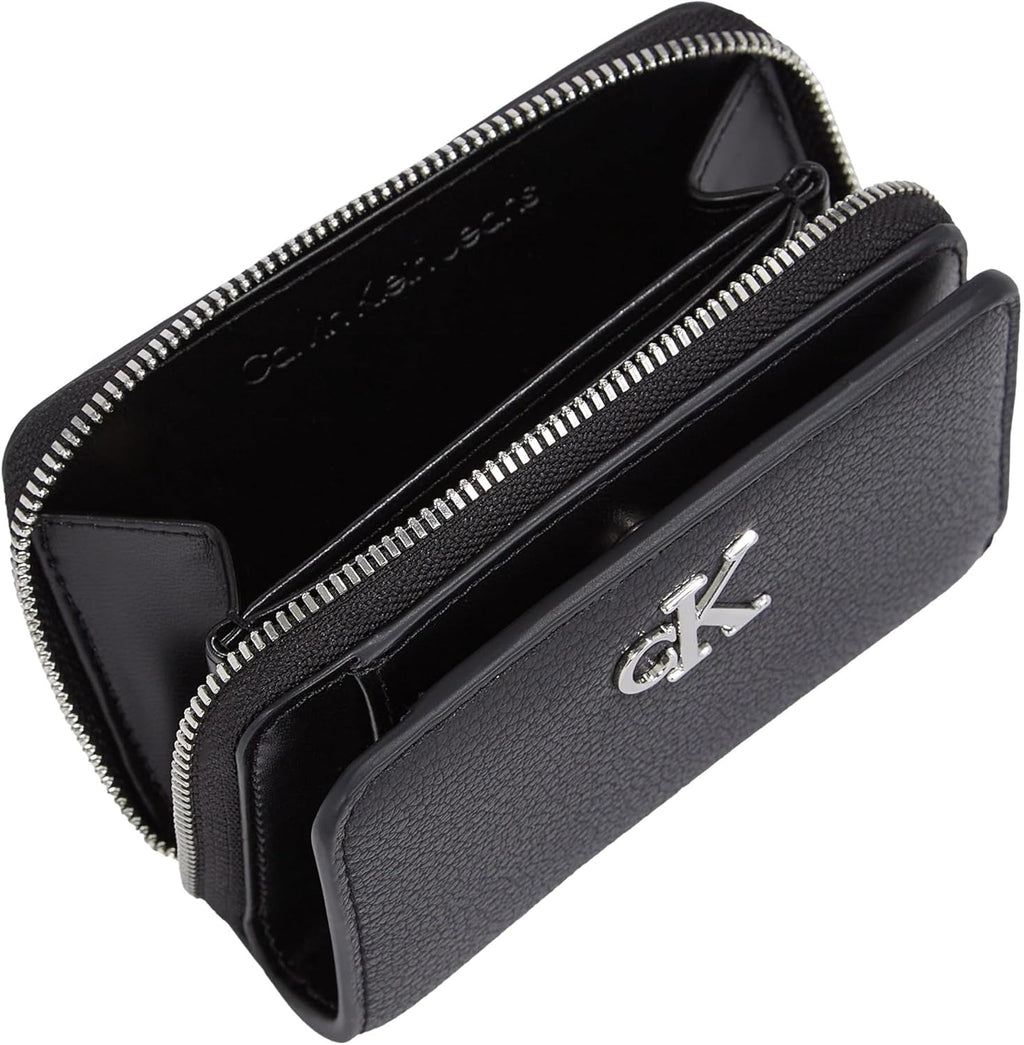 Calvin Klein doamnelor portofel Minimal Monogram Zip Around Klein, negru (negru), o mărime Portofel Femei Naty Shop