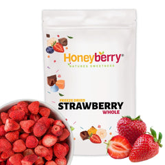 Căpșuni întregi liofilizate 100g - Fructe liofilizate - Fructe uscate liofilizate - Căpșuni uscate - Perfect pentru coacere, decorarea prăjiturilor, gustări, muesli și deserturi Produse deshidratate Naty Shop 100G