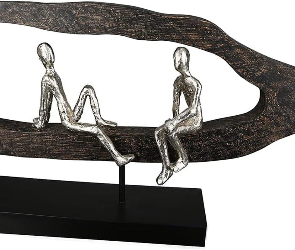 Casablanca design modern GILDE Deco Sculptura Figura - Best Friends - Hang Out Argint, lemn/aluminiu - lățime 75 cm Statuete si sculpturi Naty Shop
