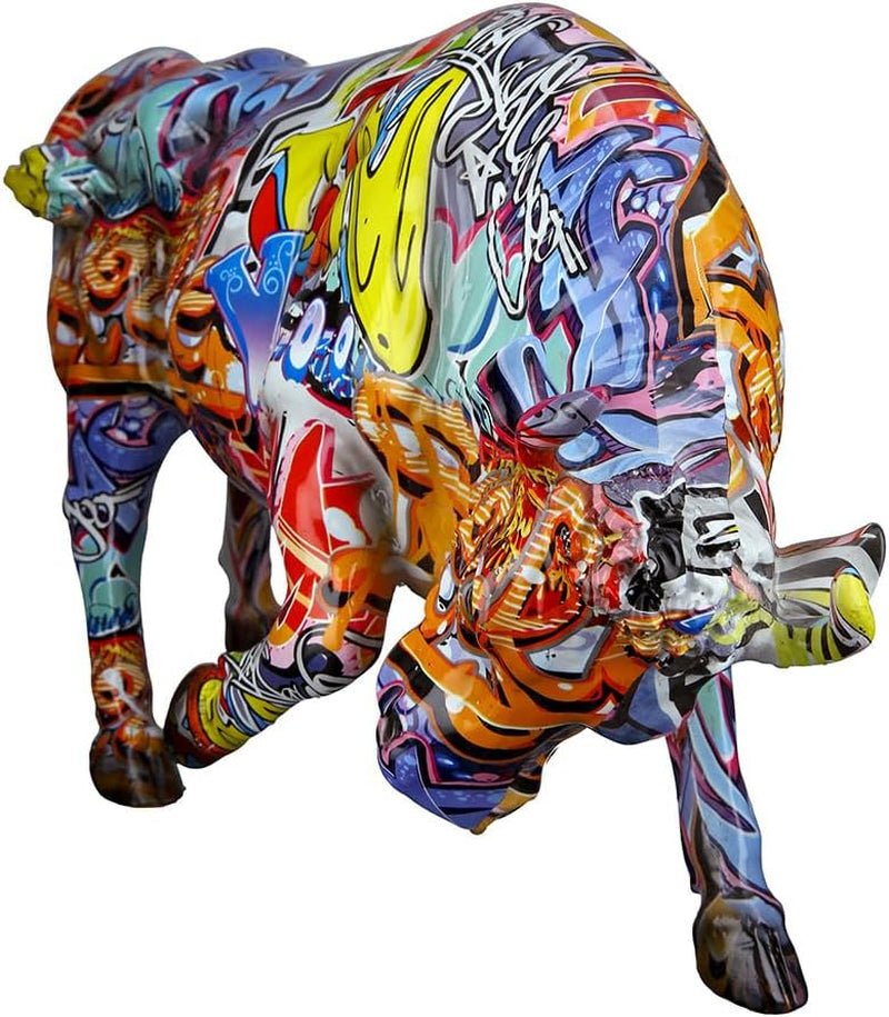 Casablanca figurină decorativă de animale taur - din rășină sintetică în design street art - culoare: multicolor înălțime 27 cm Statuete si sculpturi Naty Shop