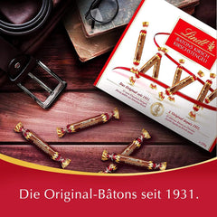 Barras de chocolate Lindt con tallos de cereza | 250 g 32 barras de chocolate con leche rellenas de líquido con cereza suiza | Regalo de chocolate con alcohol | regalo de chocolate