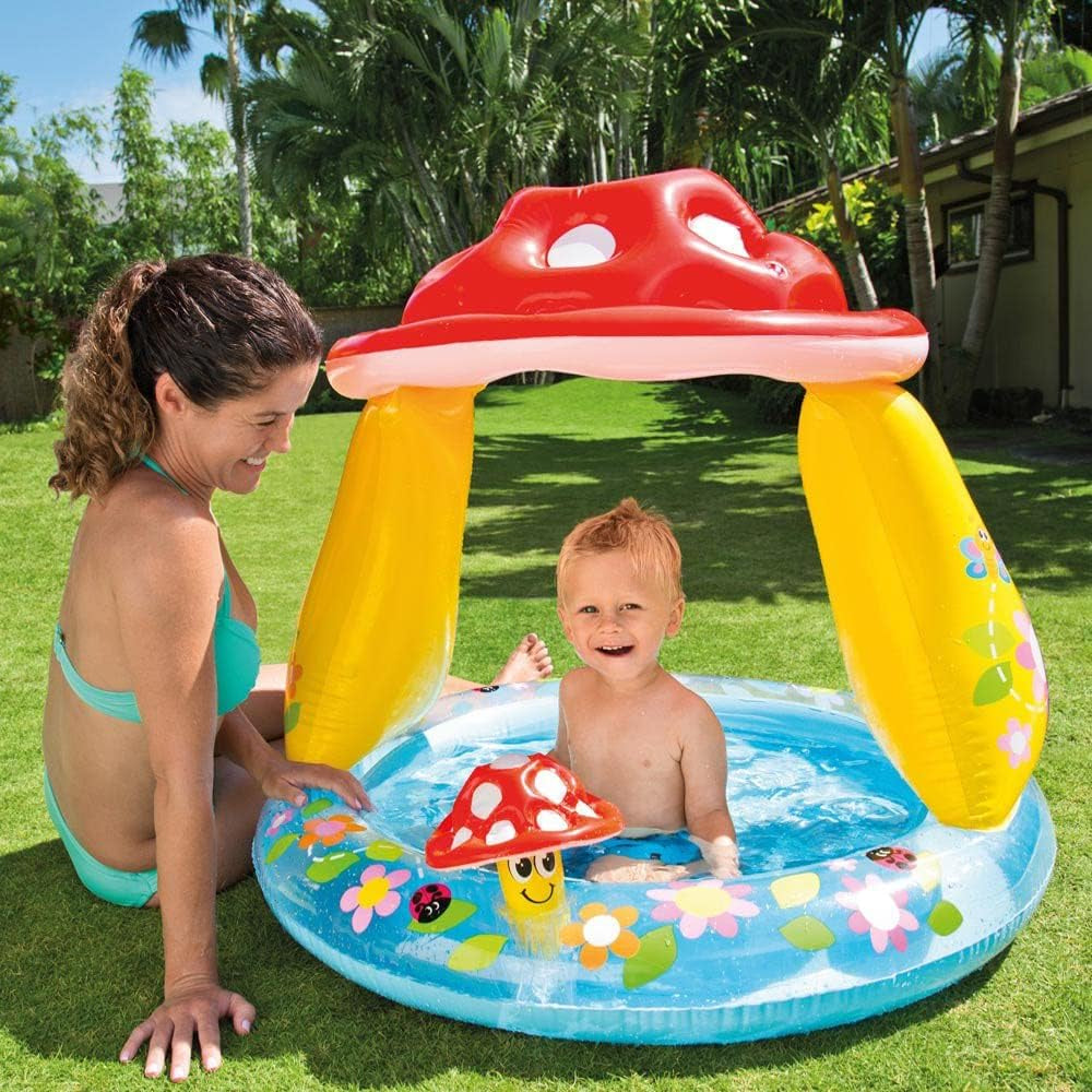 Intex 57114 NP - Piscina hinchable para bebés, tipo seta, vinilo, multicolor, 102x89 ​​cm