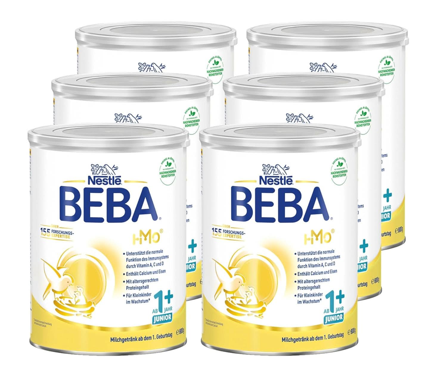 Nestlé BEBA JUNIOR 1, leche de fórmula a partir de 1 año Madre e Niño Naty Shop 6 x 800 gramos
