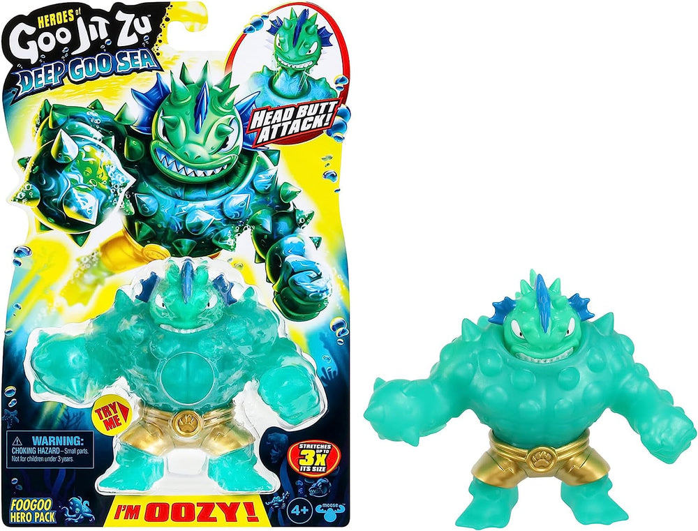 Heroes of Goo Jit To Deep GOO Sea Hero Pack con Thrash. Figura de acción elástica súper elástica con relleno especial de limo y figuras de acción de mandíbula móvil Naty Shop Foogoo