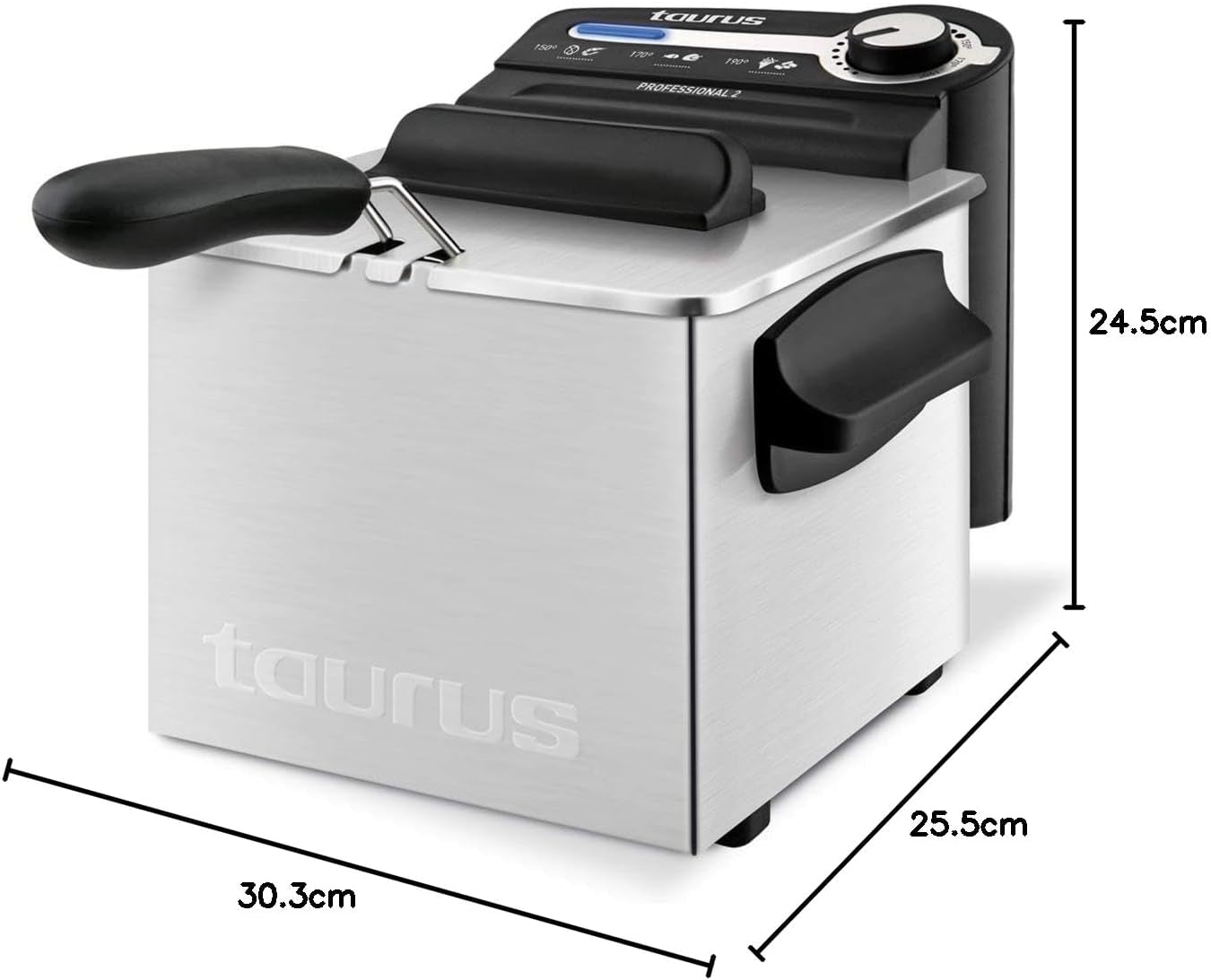Taurus Professional 2 plus - Freidora de aceite, 2 litros, 1700 W, Acero inoxidable 18/8 Electrodomésticos Naty Shop