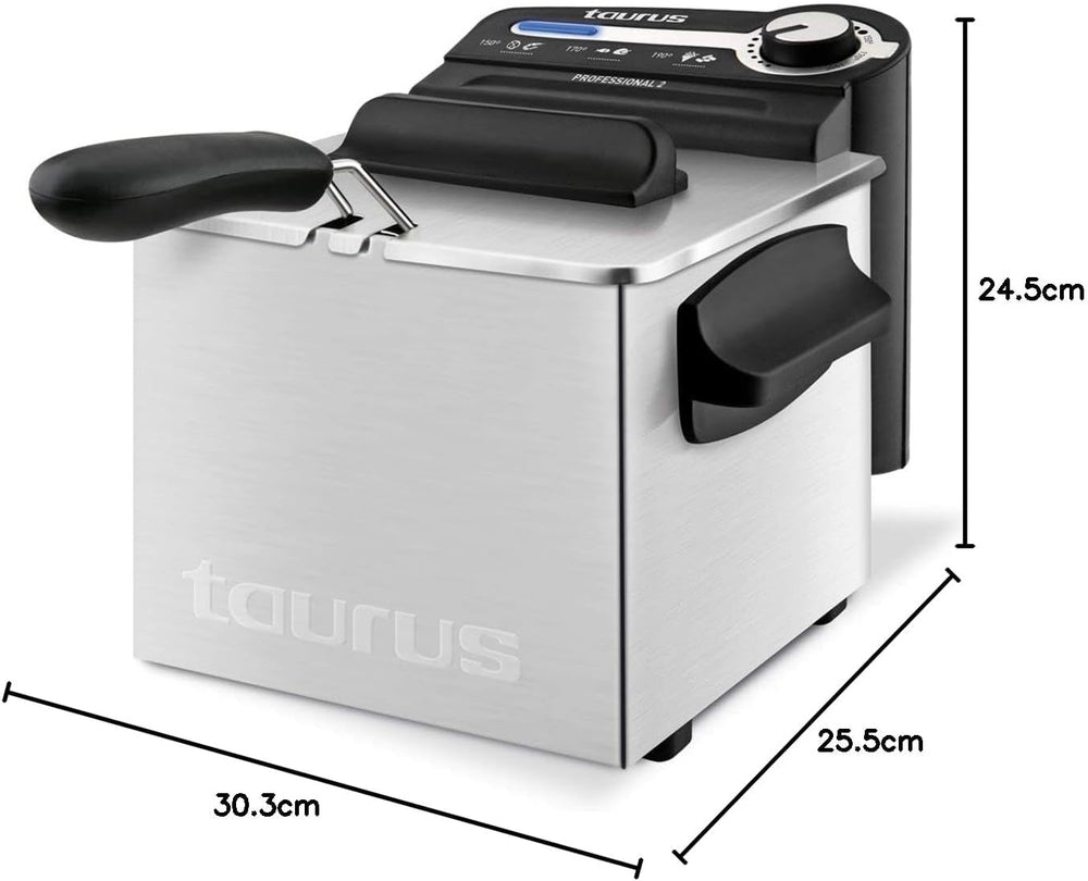Taurus Professional 2 plus - Freidora de aceite, 2 litros, 1700 W, Acero inoxidable 18/8 Electrodomésticos Naty Shop