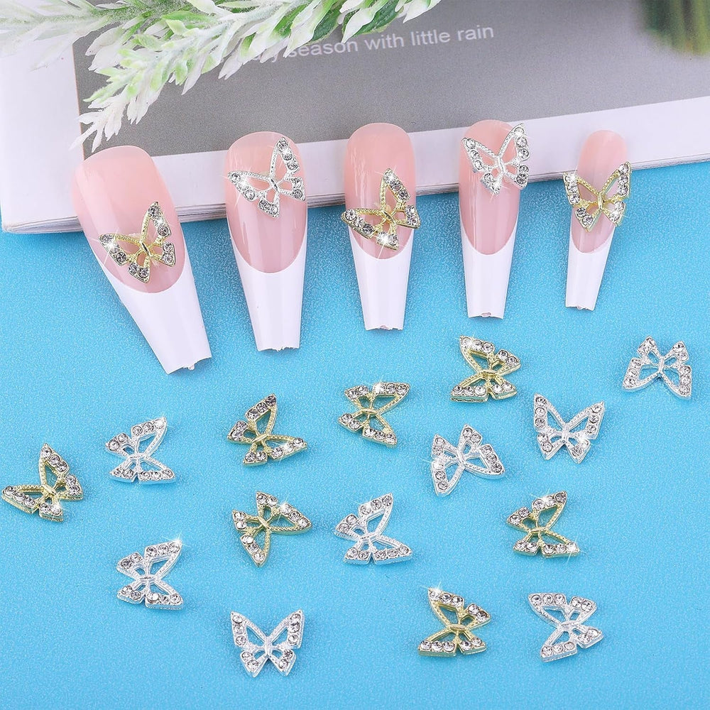 20 bucăți de pandantive pentru unghii cu fluturi cu sclipici, pietre decorative pentru unghii, pietre pentru unghii, nail art cu fluturi, strasuri, pandantive pentru unghii de Ziua Îndrăgostiților, decorare DIY pentru huse de telefon mobil