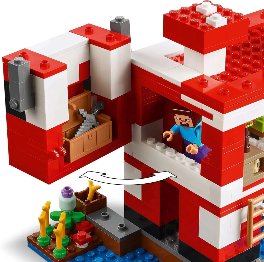 LEGO Minecraft La Casa de la Vaca Hongo Videojuego Juguete de Construcción Modelo de Tierra de Hongos con Minifiguras Steve y Otros Personajes Set de Juego para Niños y Niñas 8 Años 21270 Juegos de Construcción Beuche den LEGO-Store
