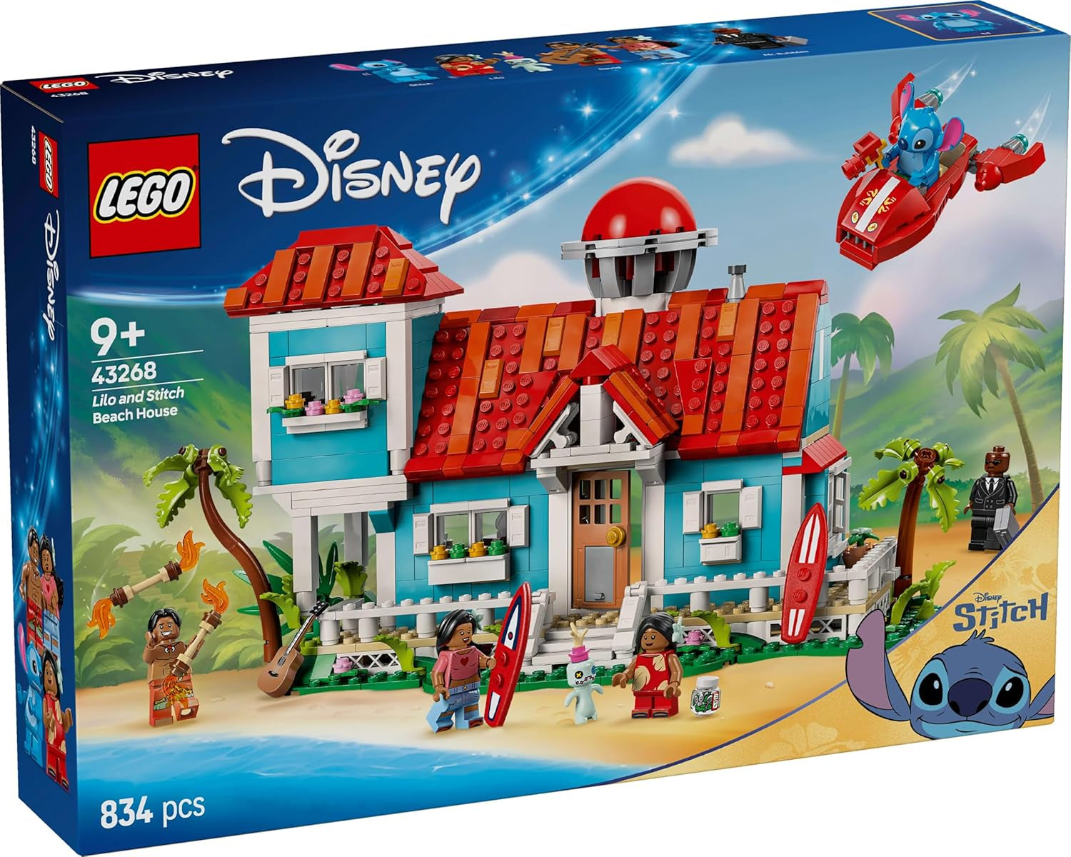 LEGO Ç€ Casa de Playa Disney de "Lilo y Stitch" - Juguete para construir con 6 habitaciones, observatorio, nave espacial y 5 minifiguras - regalo de cumpleaños para niñas y niños mayores de 9 años y fans 43268 Besuche den LEGO-Store sets de construcción