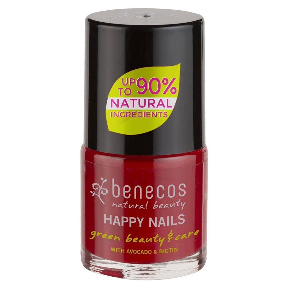 Benecos 20-Free esmalte de uñas vegano, rojo vintage - esmalte de uñas a base de hierbas - de secado rápido y de larga duración - permeable al agua - enriquecido con biotina - 5ml