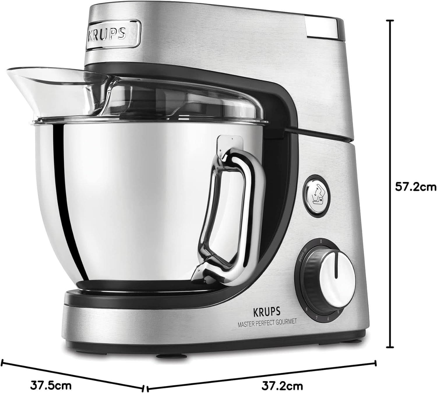 Procesador de alimentos Krups KA631D Master Perfect Gourmet | 1100 vatios | 8 velocidades | Cuenco de acero inoxidable de 4,6 litros | 5 accesorios: set de horneado, recipiente flexible, unidad de picado | Tienda Madre e Hijo de acero inoxidable cepillado Naty Shop