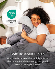 Edredón alternativo reversible de plumón All Seasons Twin/Twin XL - Microfibra suave, transpirable, extralargo, de alta calidad - Relleno de funda nórdica gris Quilts & Quilts Naty Shop