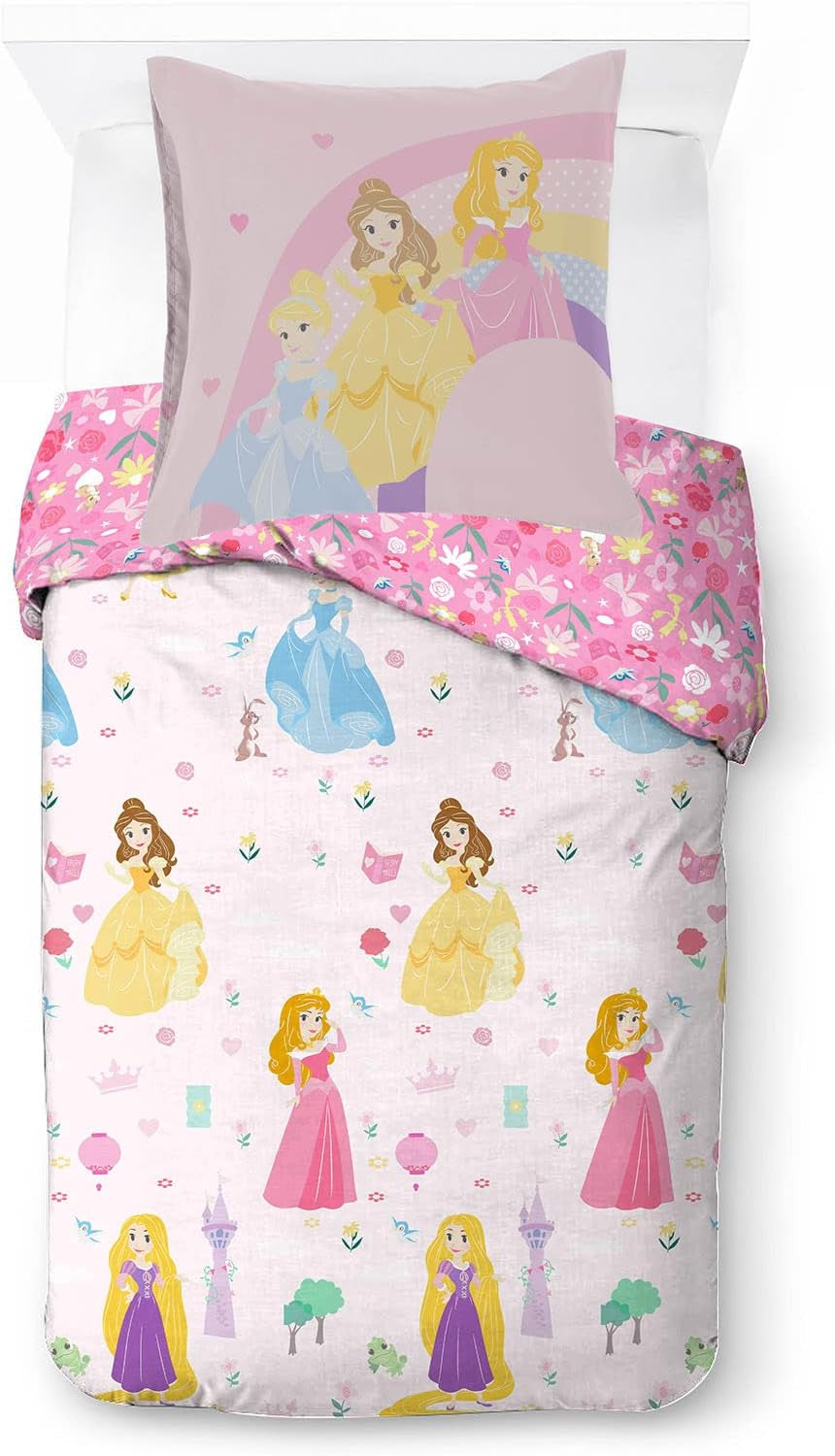 Ropa de cama infantil, Personajes de Disney, 100% algodón Ropa de cama infantil Naty Shop Blanco 140X200/65X65 (2 Piezas)
