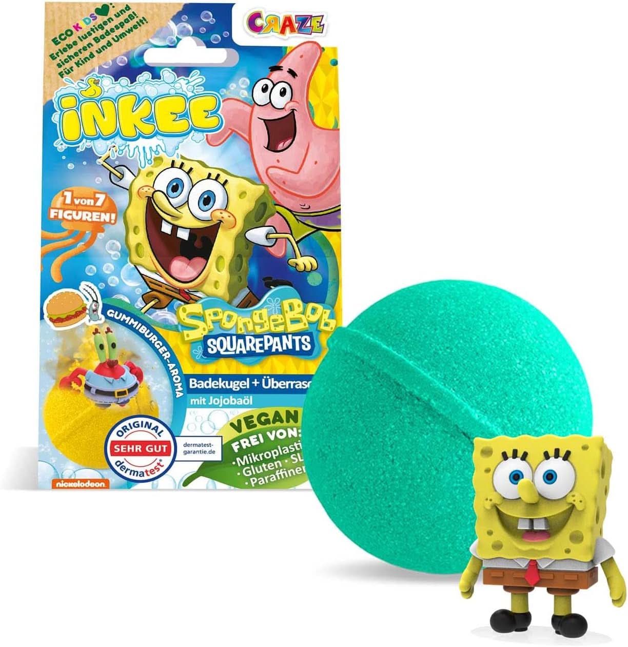 INKEE Spongebob, bomba de baie pentru copii cu surpriză, Spongebob Squarepants de colecționat, 80 grame Naty Shop Bomba de baie Spongebob cu surpriză