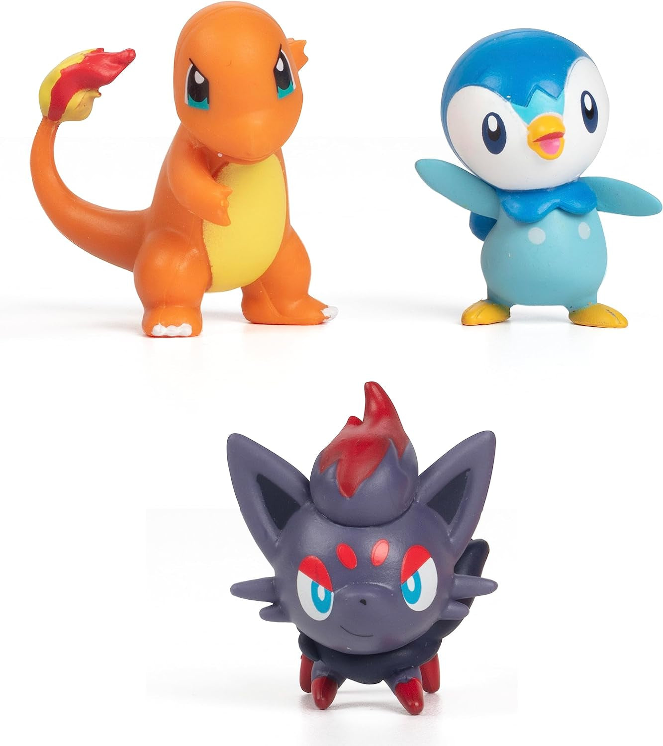 ¡Listo para la batalla Pokémon! Juego de figuras de 6 piezas - Ash de 11,4 cm y Pikachu de lanzamiento, Charmander, Rowlet, Piplup, Zorua de 5,1 cm - Licencia oficial - Regalo de Pascua para niños, niñas y niños Figuras de acción Naty Shop