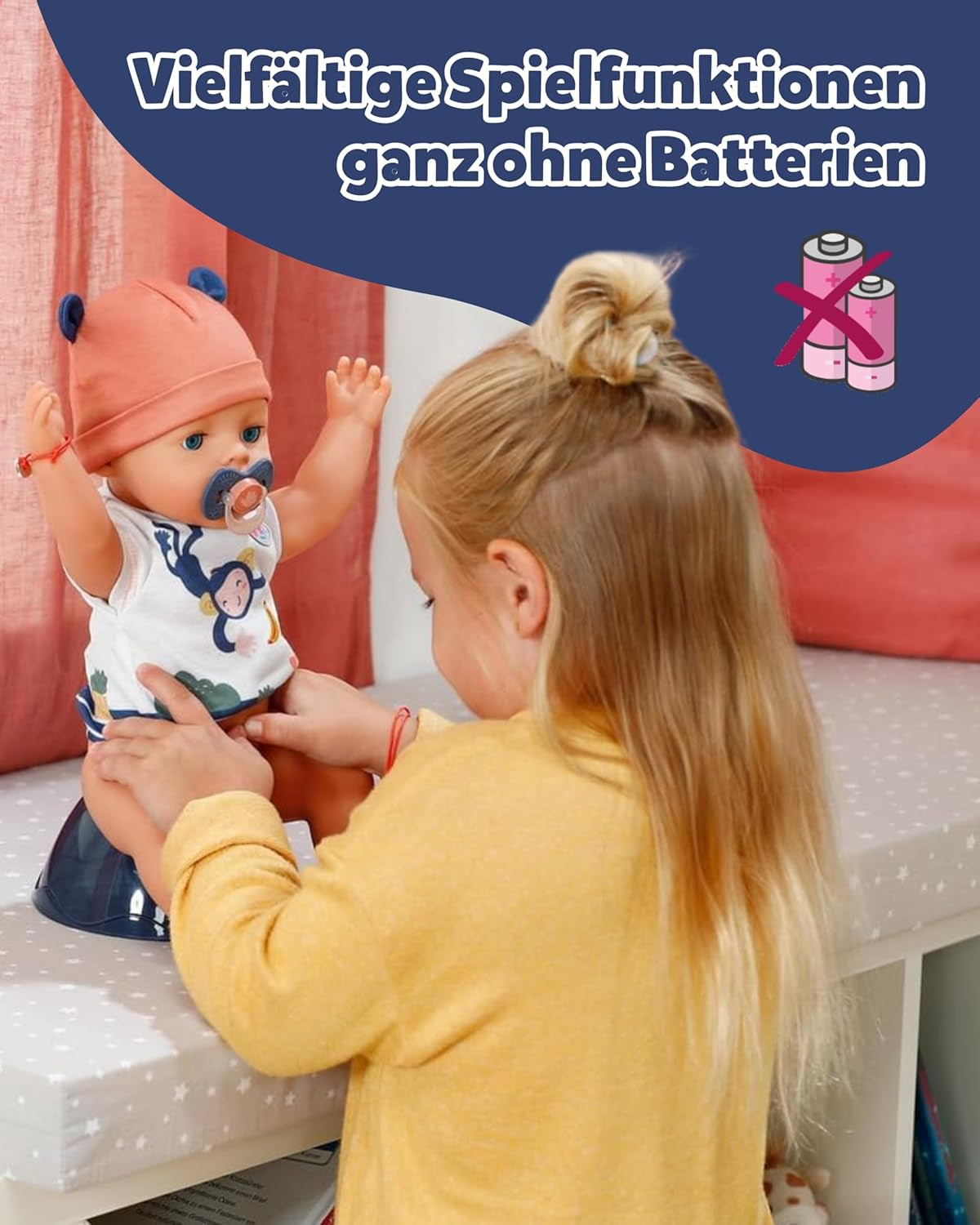 BABY Born Emma în stil junglă - Păpușă de 43 cm înălțime - 10 funcții Inclusiv accesorii și rochiță în culori unisex - Funcționează fără baterii - Potrivit pentru copii cu vârsta de 3 ani și peste Papusi Naty Shop