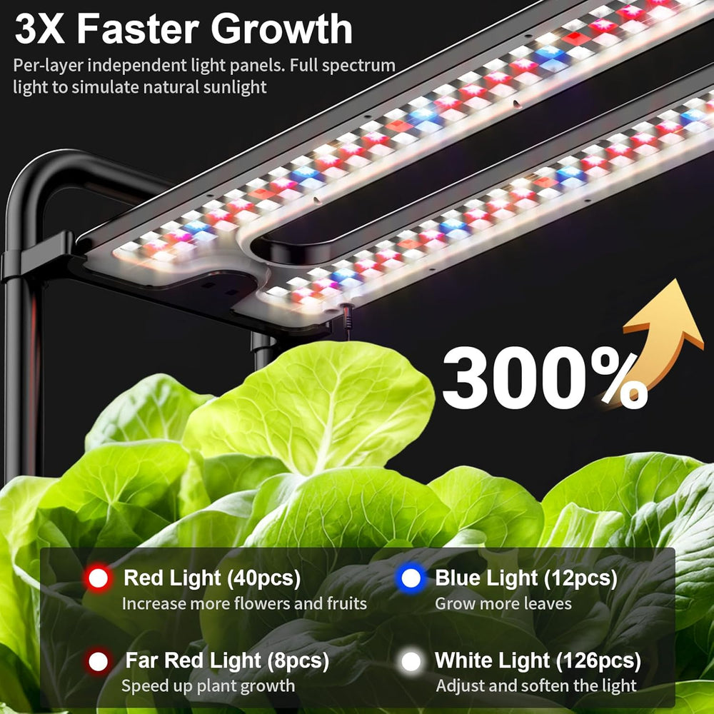 Kit de sistema de cultivo hidropónico grande, 120 cápsulas, jardín hidropónico vertical con 2 modos de iluminación, sistema de circulación automática de agua, sistema de jardinería de hierbas para interiores de 48 litros