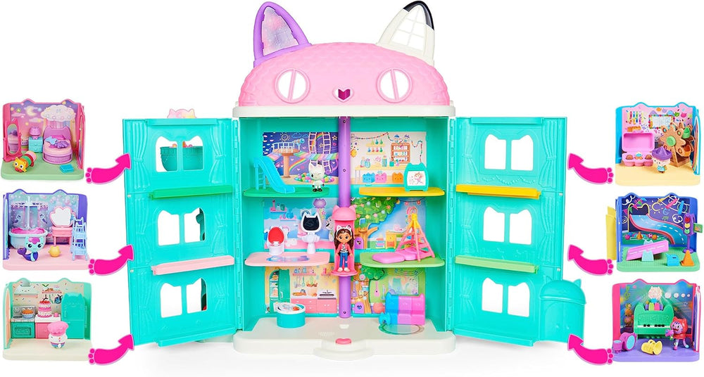 Gabby's Dollhouse Habitación Deluxe, Sala de Juegos Purr-Ific, Sala de Juegos con Carlita Toy Car, 2 Muebles y 2 Cajas Sorpresa con Accesorios, Apto para Mayores de 3 años Naty Shop Dollhouses