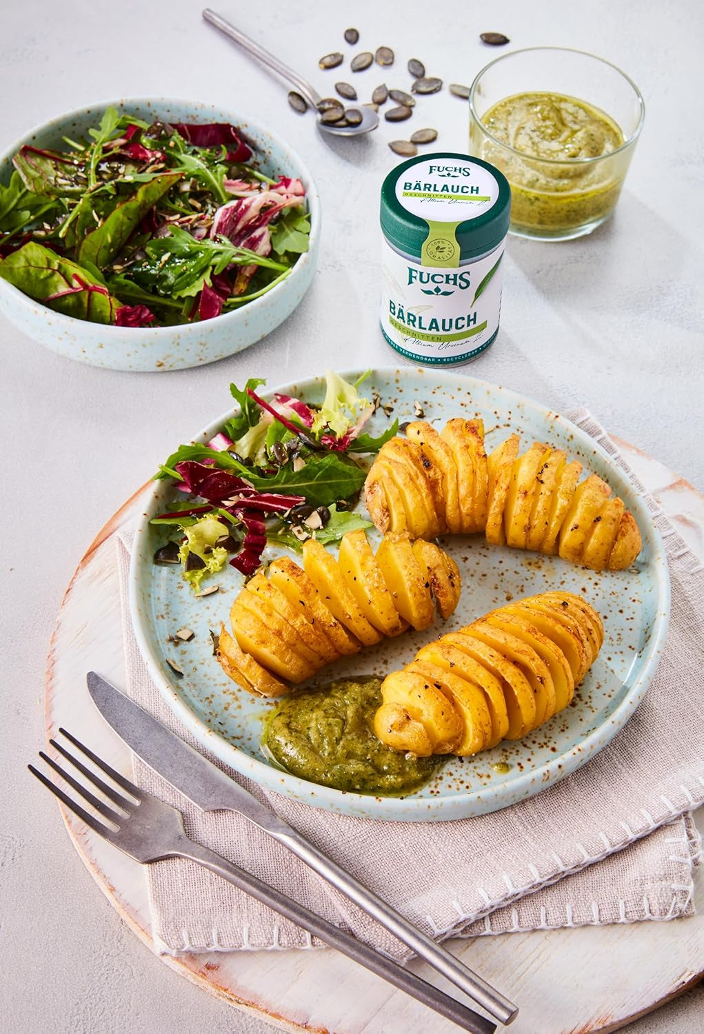 Fuchs Gewürze - Bärlauch geschnitten - würzige Schärfe für Quark-Dips, Frischkäse oder Risotto - ingredientes naturales - 8 g en wiederverwendbarer, recyclebarer Dosis