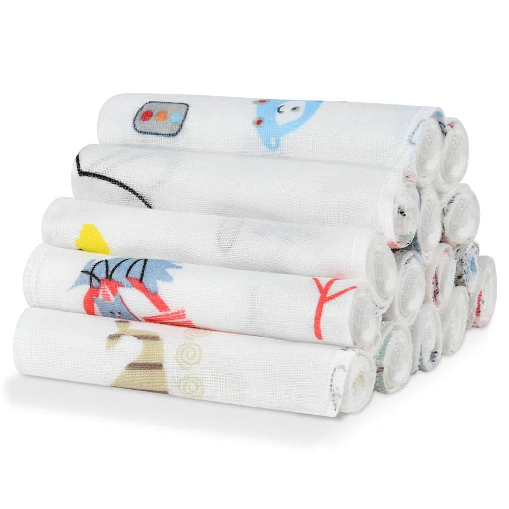 Toallas de muselina para bebé, pack de 8 toallas absorbentes de algodón orgánico, 25 x 25 cm Mother and Baby Naty Shop