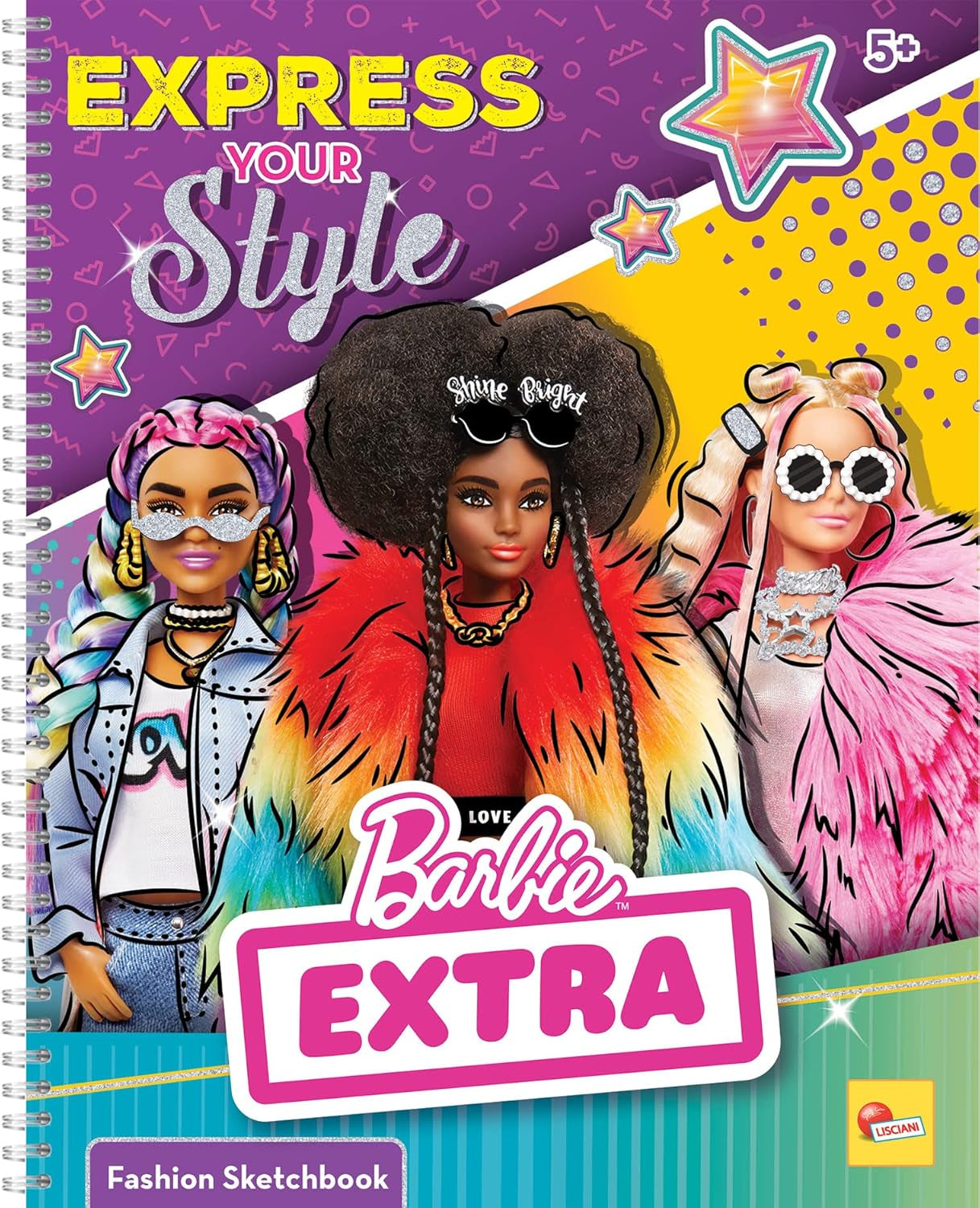 Lisciani - BARBIE - Skizzenbuch Set Wir Glänzen - Modestudio - Models zum Anziehen - Kreatives Spiel - Supermodische Kleidung - Farbmarker - Für Mädchen ab 4 Jahren
