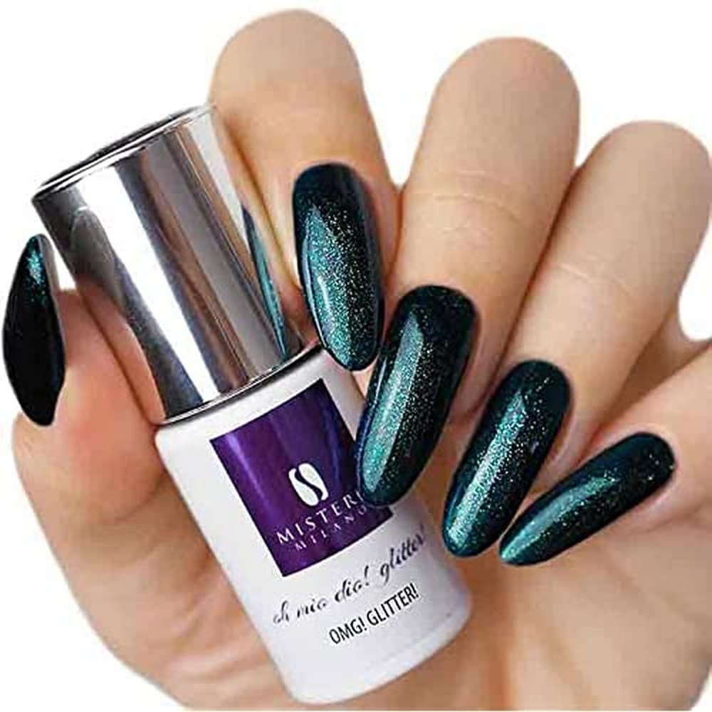 Esmalte de uñas con purpurina UV Mistero Milano - Esmalte de uñas LED - Híbrido con purpurina - Cobertura total - 7 ml Into the Dark Night