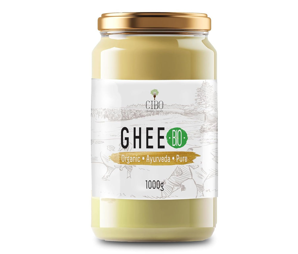 Cibo Bio Ghee 500g – Milch aus Parma & Reggio Emilia – Hergestellt in Italien – Weidekühe – Rauchpunkt 250°C – Aus Zentrifugensahne