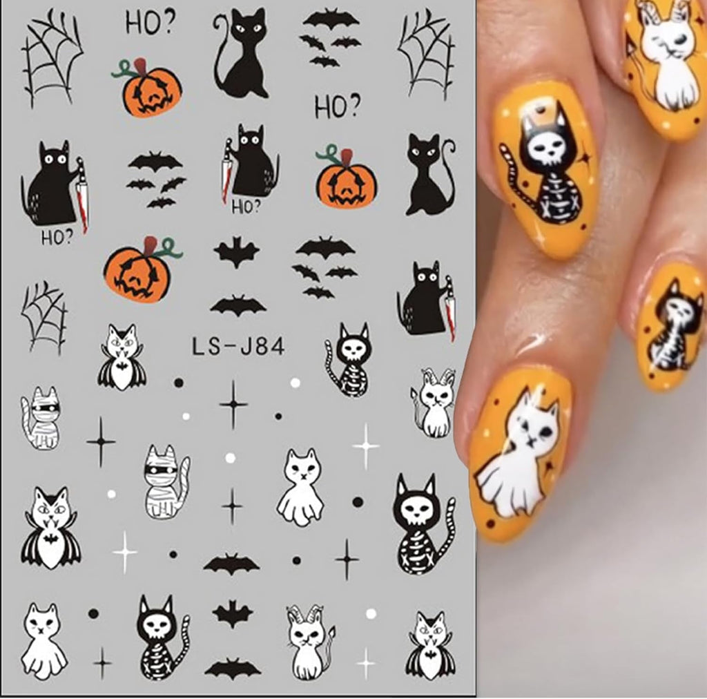 Nagelsticker Halloween, 8 Blätter Halloween Nagelsticker, Kürbis Nail Sticker, Nail Art, Nagel Charms, Nagel Zubehör, Nageldesign, Christmas (Typ A)