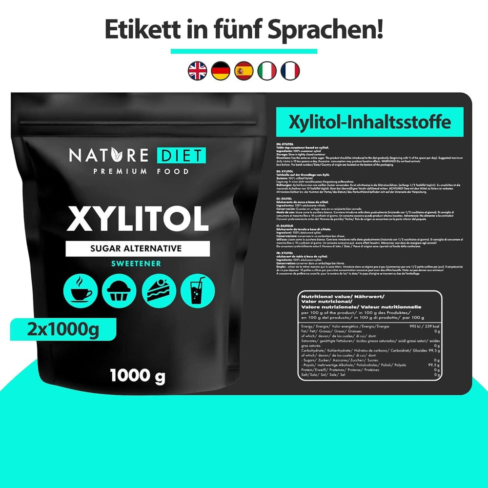 Nature Diet Xilitol, 1 Kg Edulcorantes Naty Shop