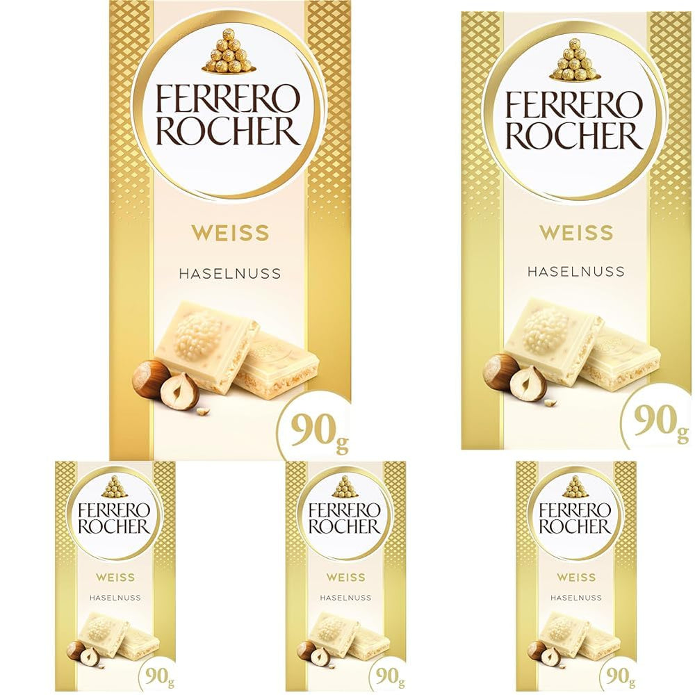 Barrita Ferrero Rocher - Chocolate Blanco con Avellanas - Regalo de San Valentín para Él y Ella - 1 Barra de Chocolate x 90g
