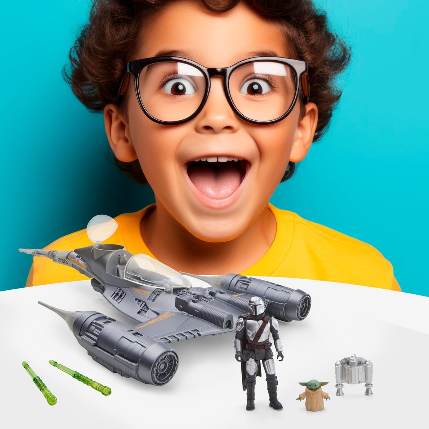 Star Wars Epic Hero Series N-1 Starfighter of the Mandalorian, Figuri de acțiune mari și accesorii captivante pentru manevre palpitante, cadou captivant Action figures Naty Shop