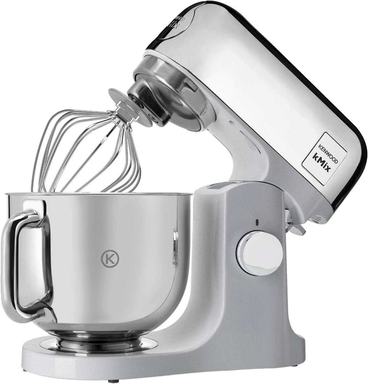 Kenwood Kmix Editions KMX760CH Küchenmaschine, 5 L Edelstahl Schüssel, Safe-Use-Sicherheitssystem, Metallgehäuse, 1000 Watt, Inkl. 3-Teiligem Patisserie-Set Und Spritzschutz, Chrom Madre e Hijo Naty Shop