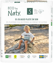 Eco by Naty Pañales Desechables Premium para Pieles Sensibles, Talla 5, 11-25 kg, (1 x 22 piezas)