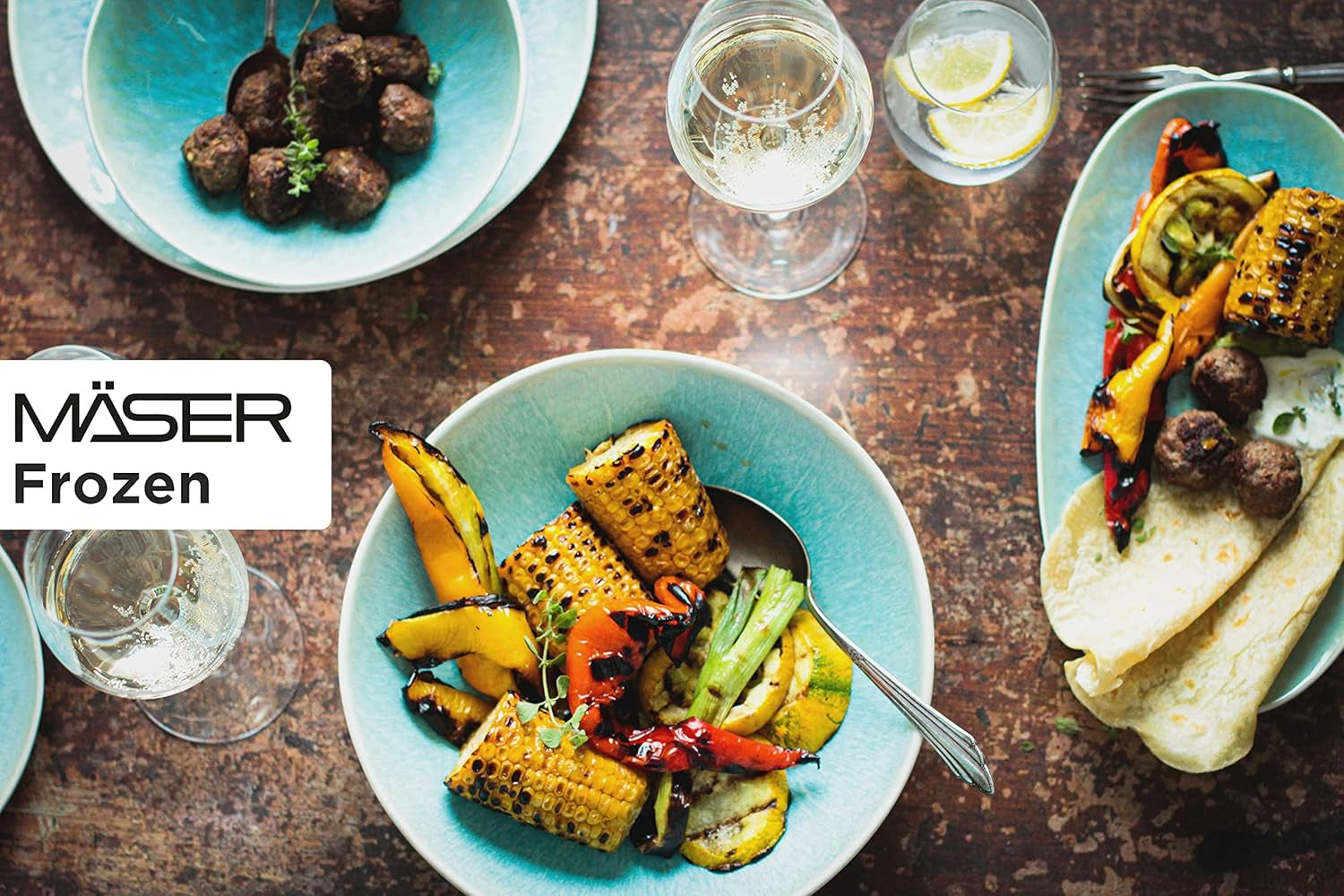 MÄSER Serie Frozen, Geschirr Set Aus Keramik Für 4 Personen, 16-Teiliges Kombiservice Mit Organischen Formen, Farblich Gesprenkeltes Service, Steinzeug, Türkis-Grün Juegos de vajilla Naty Shop