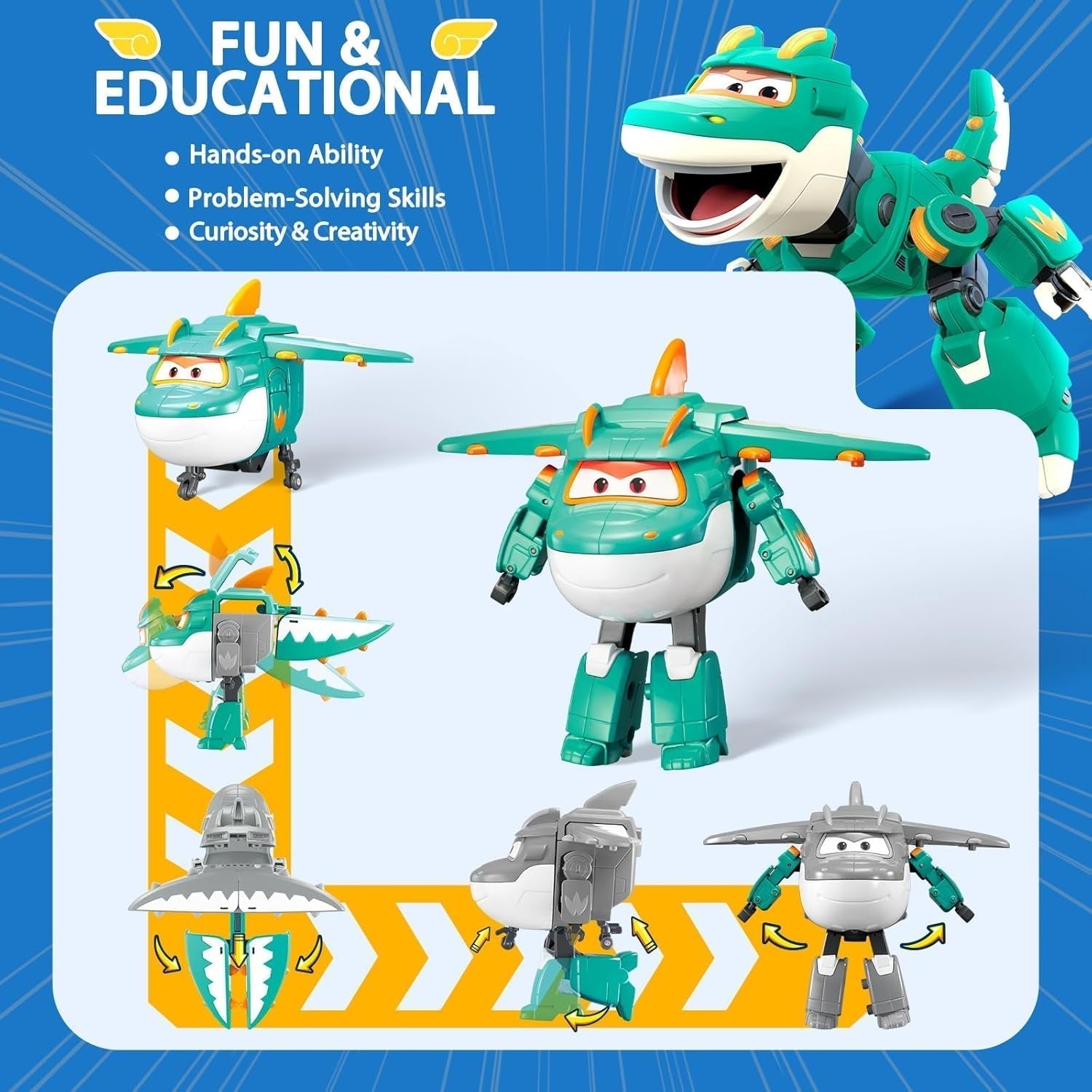 Super Wings EU770447 - Transforming Tino & Pet, figura de juguete transformable aprox. 14,5 cm y mascota con una altura de aprox. 4,3 cm, para niños mayores de 3 años Figuras de acción Naty Shop