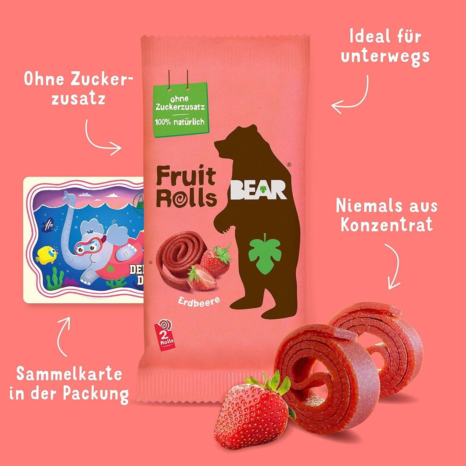 OSO rollitos de frutas con fresas, ingredientes 100% naturales, 30 x 20 gramos Productos deshidratados Naty Shop