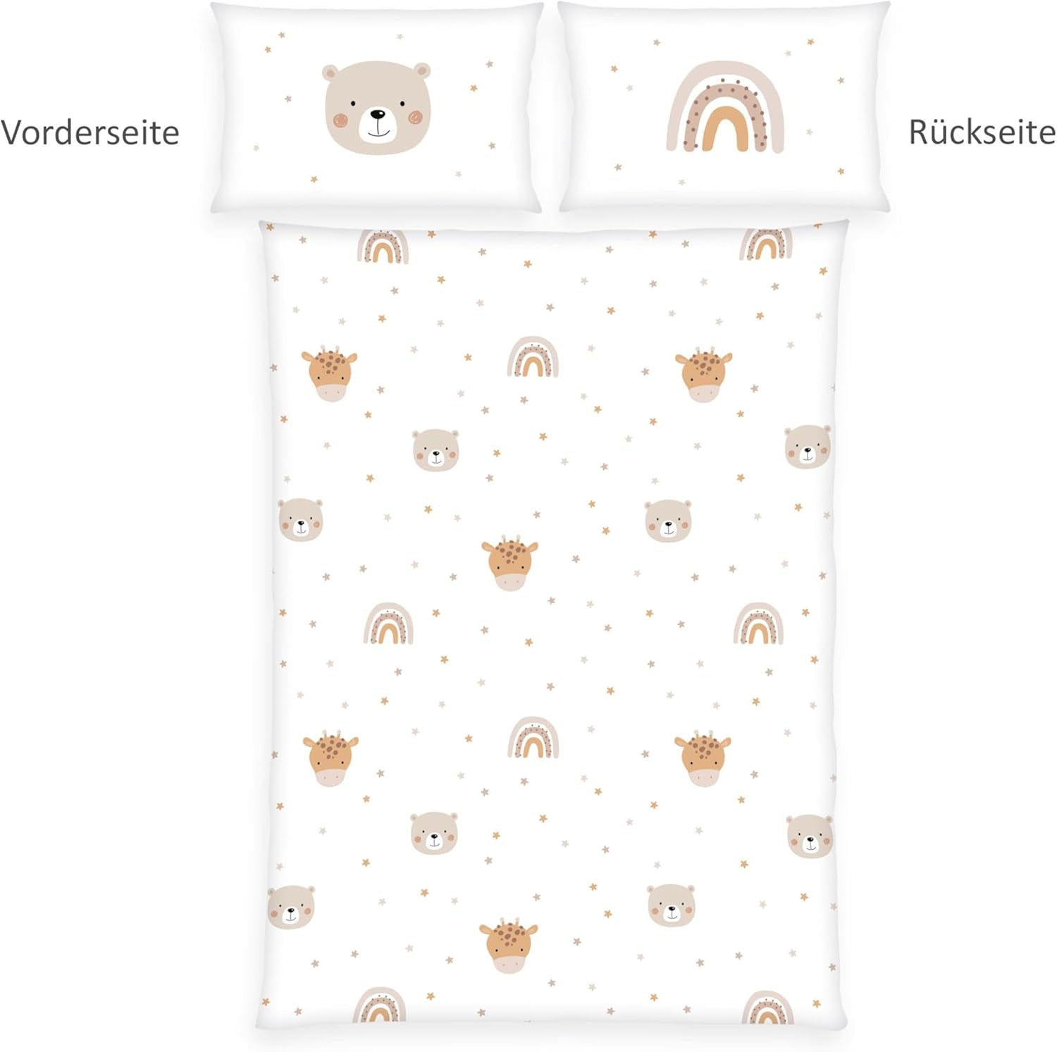 Pastoreo Babybest Little Friends Winterbettwäsche, Kopfkissenbezug 40 X 60 Cm Mit Hoteleinschlag, Bettbezug 100 X 135 Cm, Mit Zwißwerfer, 100% Baumwolle/Flannel, Weiß, Twin Naty Shop