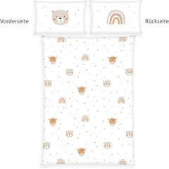 Pastoreo Babybest Little Friends Winterbettwäsche, Kopfkissenbezug 40 X 60 Cm Mit Hoteleinschlag, Bettbezug 100 X 135 Cm, Mit Zwißwerfer, 100% Baumwolle/Flannel, Weiß, Twin Naty Shop