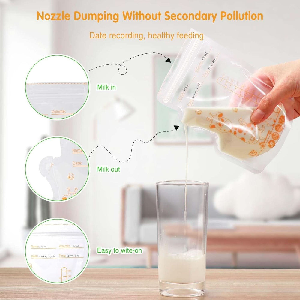 Vinabo 50 Stück Muttermilchbeutel, 250Ml Bpa-Free Muttermilk Storage Bag, Milchbeutel Für Muttermilch Mit Ausgießer Für Das Stillen, Selbststehender, Kann Eingefroren Werden, Vorsterilisiert Accesorios Alimentación y Lactancia Baby Naty Shop
