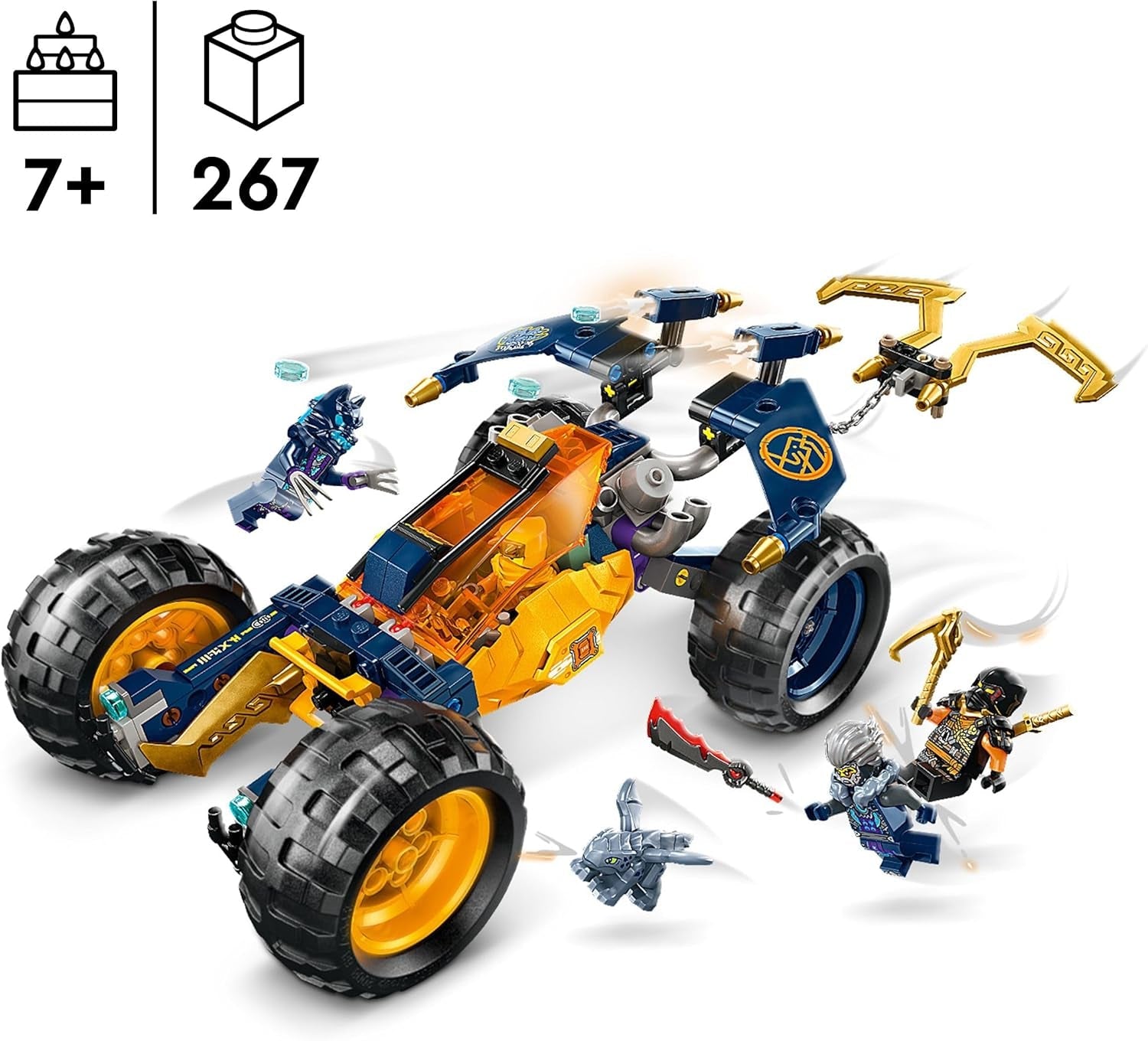 LEGO NINJAGO Buggy todoterreno ninja de Arin, juguete ninja con coche, dragón y 4 minifiguras, set de aventura modelo Buggy para niños, regalo de cumpleaños para niños y niñas de 7 años 71811 Juegos de construcción Beuche den LEGO-Store