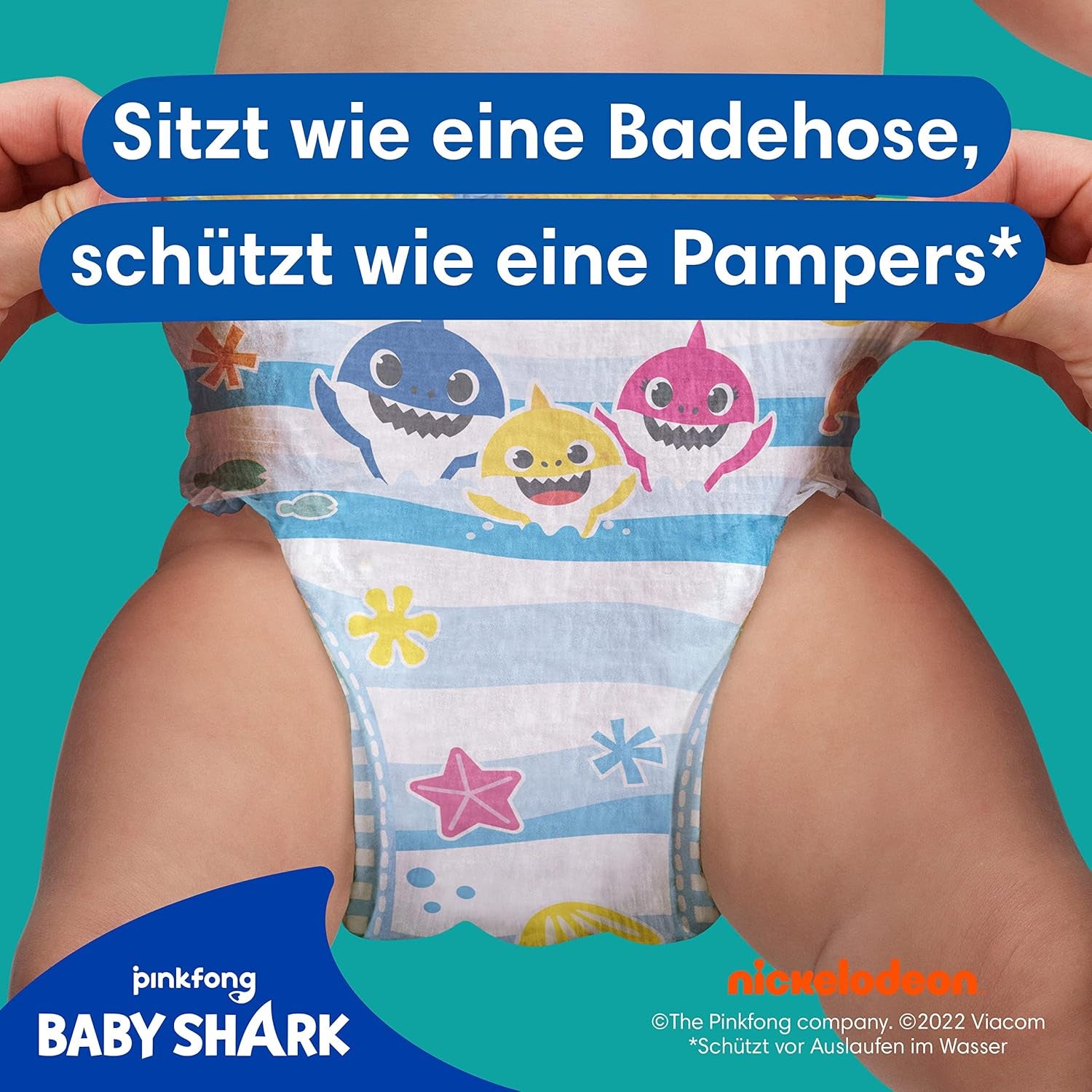 Pampers Splashers Baby Shark Pañales de natación desechables de edición limitada 4-5, 11, 9 kg-15 kg, para una protección segura en el agua