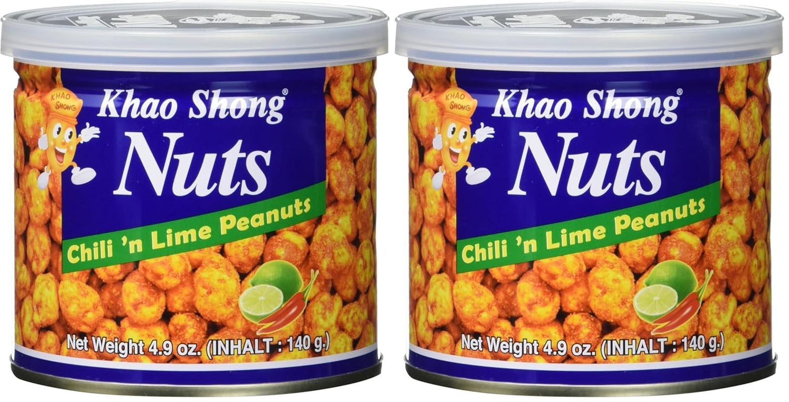 Khao Shong Guisantes verdes fritos con wasabi, guisantes crujientes rebozados picantes, una alternativa baja en grasa a las nueces, picante medio, 1 lata de 140 g | 140 gramos (1 paquete)
