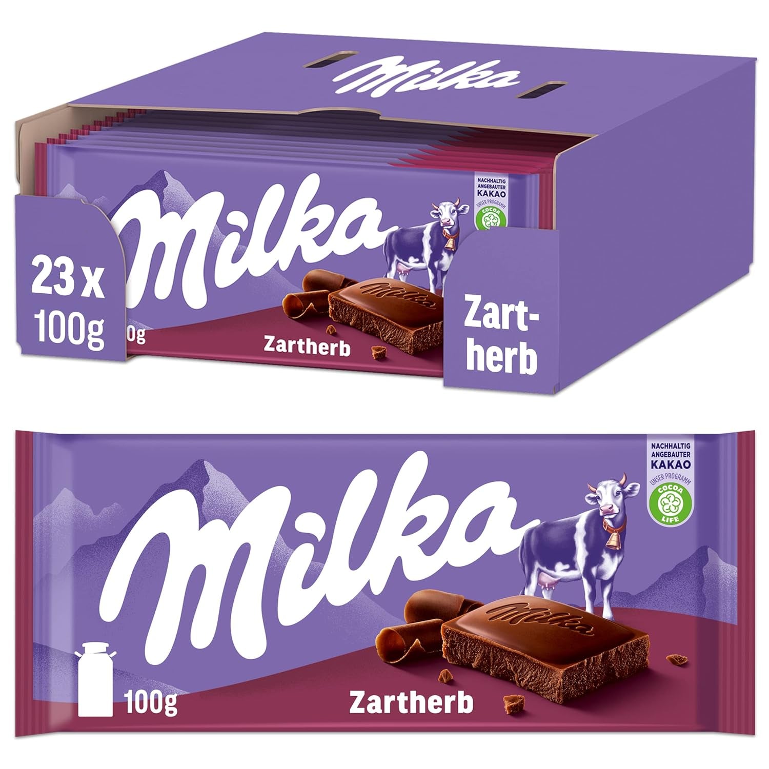 Milka Cow Spots – Chocolate con leche alpino con chocolate blanco con diseño de manchas de vaca – 24 x 90 g