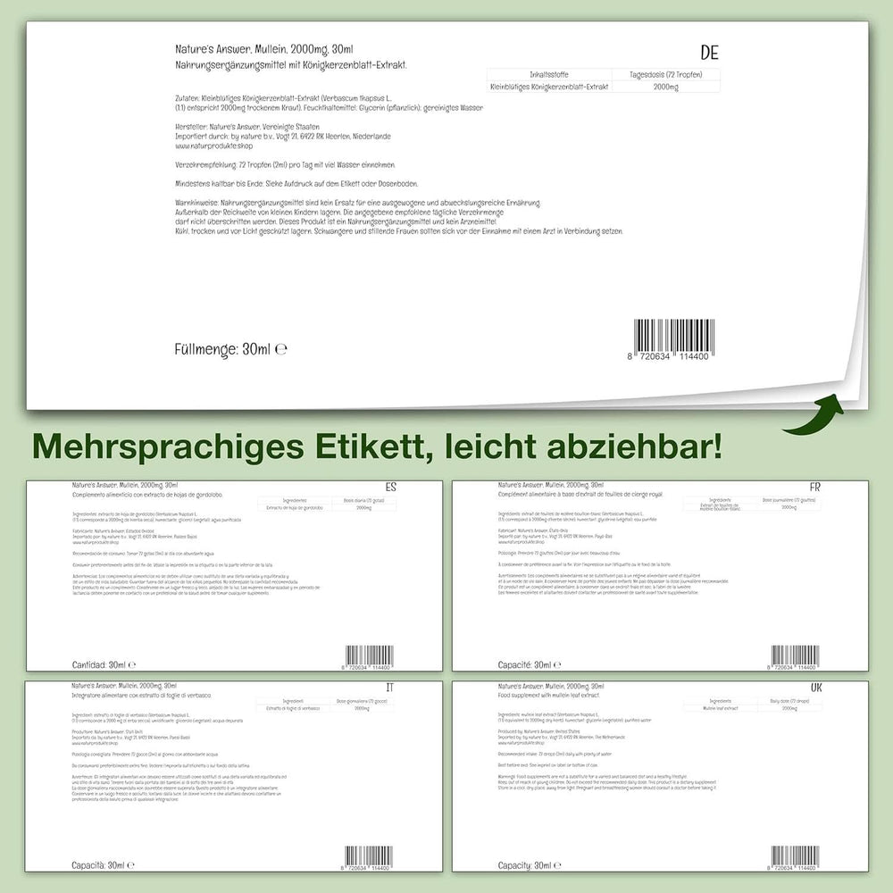 Extracto de hoja de gordolobo, 30 ml, sin alcohol Arome Naty Shop