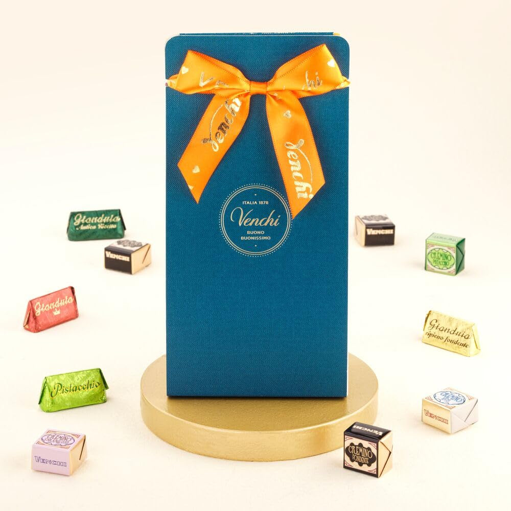 Venchi – Colección Murrine – Caja regalo con chocolates Cremino y Gianduiotti surtidos, 411 g – Con avellanas IGP Piamonte – Idea de regalo – Sin gluten